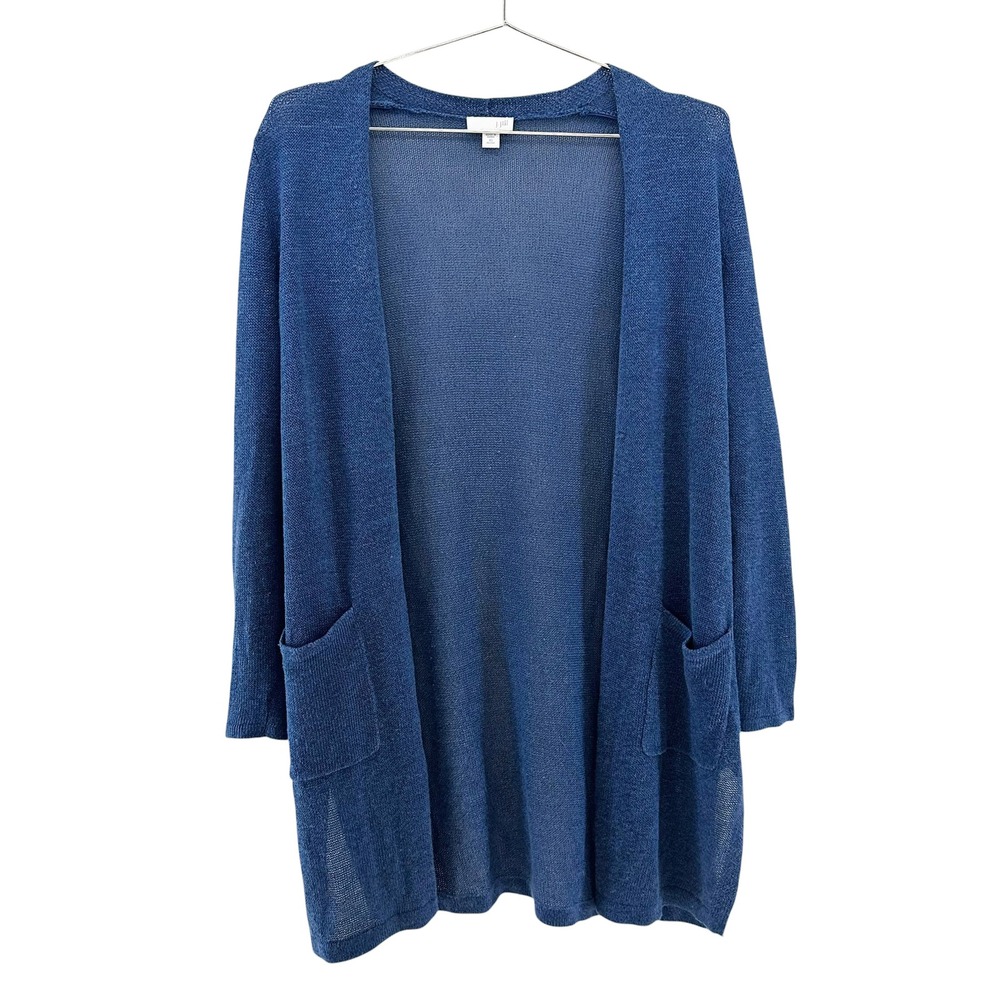 J. JILL Linen Blend Duster Cardigan • XS Petite • blue • Coastal chic minimalist